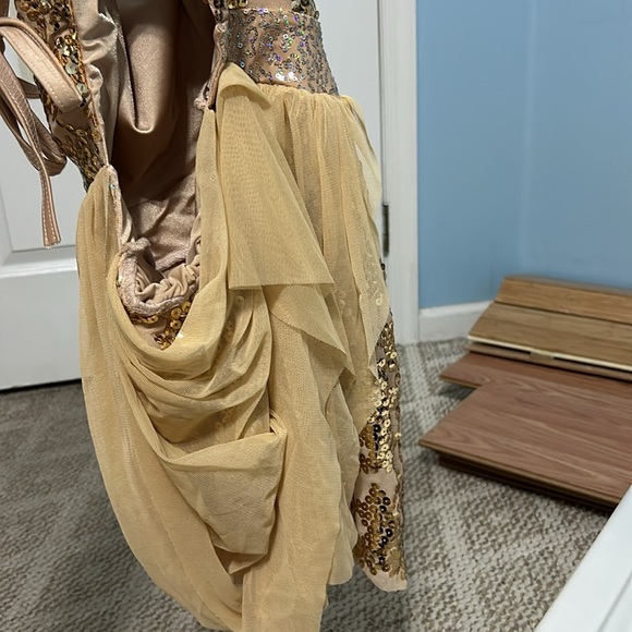 Gold draped skirt dance costume lyrical - Picture 11 of 13